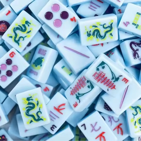 Cornflower blue acrylic custom Mahjong set reference